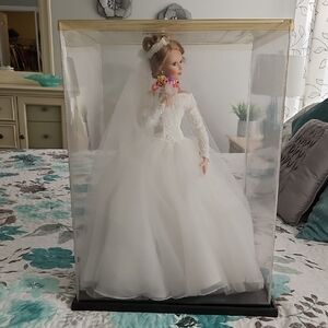 Elegant Bridal Doll in White Gown